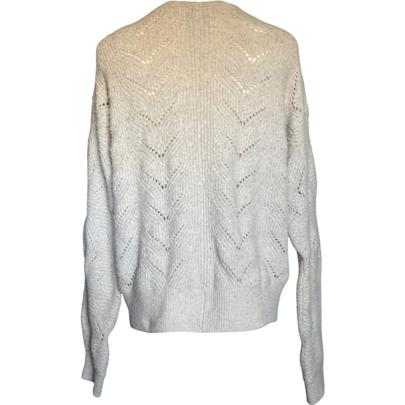 Pink Rose Women's Medium V-Neck Sweater Recycled Polyester Solid Beige Knit - Picture 2 of 8